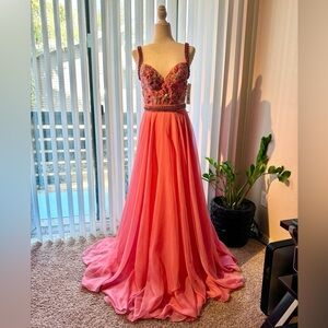 Brand New with Tag. Sherri Hill 8552. Size 8. Coral